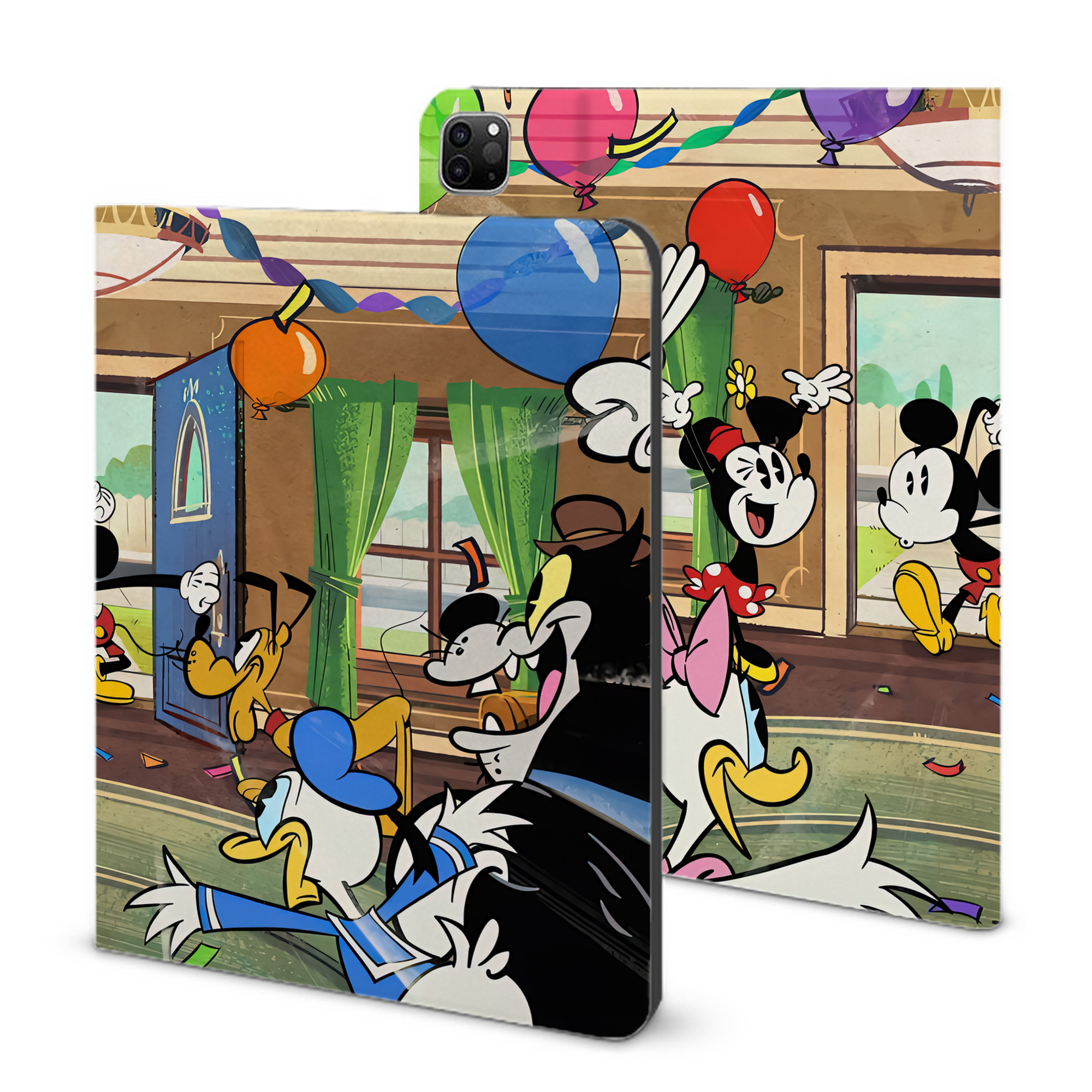 （画像用） ミッキーマウス Mickey Mouse IPad ケース ブック型 PUレザー TPU 耐衝撃 軽量 薄型 ペン収納なし 全面保護 IPad 各モデル対応